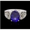 Image 1 : 14KT White Gold 4.10ct Tanzanite and Diamond Ring