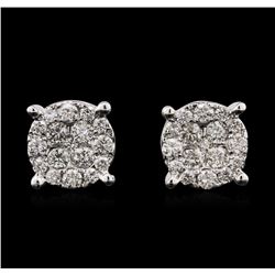 1.10ctw Diamond Stud Earrings - 14KT White Gold