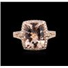 Image 1 : 14KT Rose Gold 4.60ct Morganite and Diamond Ring