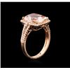 Image 3 : 14KT Rose Gold 4.60ct Morganite and Diamond Ring