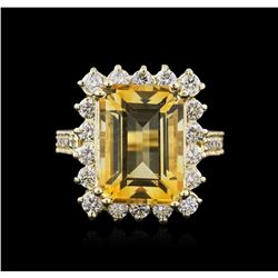 14KT Yellow Gold 7.10ct Citrine and Diamond Ring