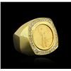 Image 2 : 14KT Yellow Gold 0.44ct Diamond Coin Ring