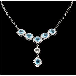 SILVER 15.18ct Blue Topaz and White Topaz Necklace