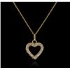 Image 1 : 14KT Yellow Gold 0.10ctw Diamond Heart Pendant With Chain