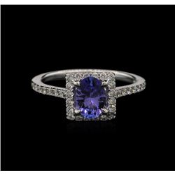 0.78ct Tanzanite and Diamond Ring - 14KT White Gold