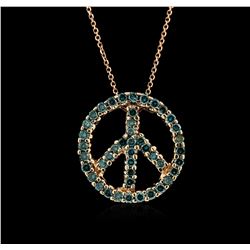 14KT Rose Gold 0.94ctw Blue Diamond Peace Pendant With Chain