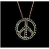 Image 1 : 14KT Rose Gold 0.94ctw Blue Diamond Peace Pendant With Chain