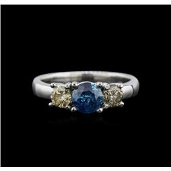 14KT White Gold 1.26ctw Blue Diamond Ring