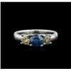 Image 1 : 14KT White Gold 1.26ctw Blue Diamond Ring