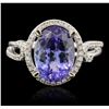Image 1 : 14KT White Gold 3.86ct Tanzanite and Diamond Ring