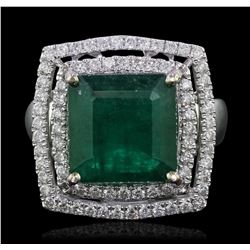 14KT White Gold 6.03ct Emerald and Diamond Ring