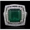Image 1 : 14KT White Gold 6.03ct Emerald and Diamond Ring