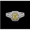 Image 1 : 18KT Two-Tone Gold GIA Certified 1.75ctw Fancy Yellow Diamond Ring