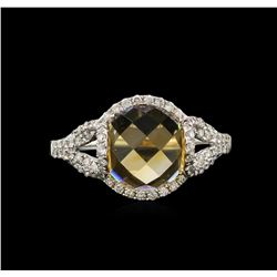 3.55ct Citrine and Diamond Ring - 14KT White Gold