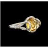 Image 2 : 3.55ct Citrine and Diamond Ring - 14KT White Gold