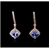 Image 1 : 14KT Rose Gold 2.58ctw Tanzanite and Diamond Earrings