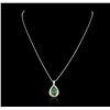 Image 2 : 14KT White Gold 3.20ct Emerald and Diamond Pendant With Chain
