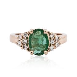 14KT Rose Gold 1.21ct Emerald and Diamond Ring