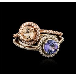 14KT Two-Tone Gold 1.04ct Tanzanite, Morganite and Diamond Ring