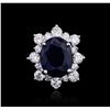 Image 2 : 14KT White Gold 5.49ct Sapphire and Diamond Ring