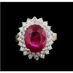 14KT Yellow Gold 5.43ct Ruby and Diamond Ring