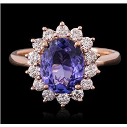 14KT Rose Gold 2.06ct Tanzanite and Diamond Ring