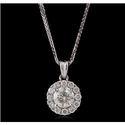 14KT White Gold 0.90ctw Diamond Pendant With Chain