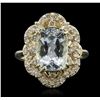 Image 1 : 14KT Yellow Gold 3.63ct Aquamarine and Diamond Ring