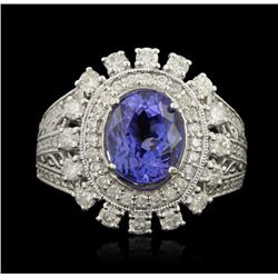 14KT White Gold 2.71ct Tanzanite and Diamond Ring