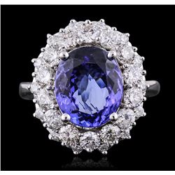 14KT White Gold 4.33ct Tanzanite and Diamond Ring