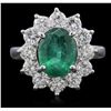 Image 1 : 14KT White Gold 2.10ct Emerald and Diamond Ring