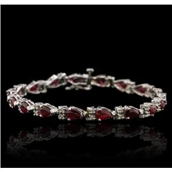 14KT White Gold 8.32ctw Ruby and Diamond Bracelet