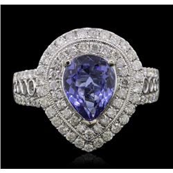 14KT White Gold 1.56ct Tanzanite and Diamond Ring