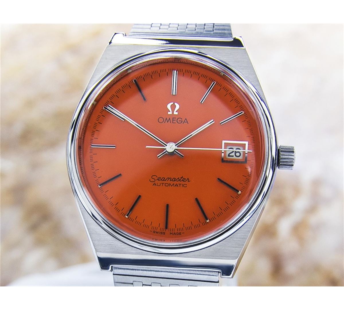 Omega Seamaster Stainless Steel Orange Dial Date Automatic ...