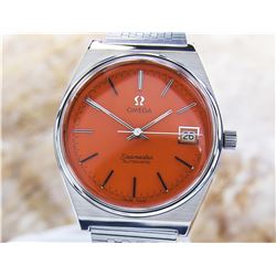 Omega Seamaster Stainless Steel Orange Dial Date Automatic Watch