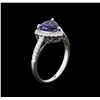 Image 3 : 14KT White Gold 1.64ct Synthetic Tanzanite and Diamond Ring
