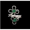 Image 1 : 18KT White Gold 0.95ctw Emerald and Diamond Ring