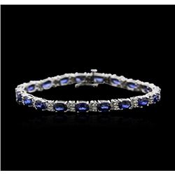 14KT White Gold 10.26ctw Sapphire and Diamond Bracelet