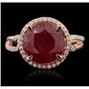 Image 1 : 14KT Rose Gold 6.13ct Ruby and Diamond Ring