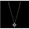 Image 2 : 14KT Yellow Gold 2.62ct Tanzanite and Diamond Pendant with Chain