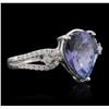 Image 2 : 14KT White Gold 3.88ct Tanzanite and Diamond Ring