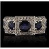 Image 1 : 14KT White Gold 0.75ct Sapphire and Diamond Ring