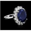 Image 2 : 14KT White Gold 8.84ct Sapphire and Diamond Ring