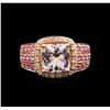 Image 1 : 14KT Rose Gold 1.73ct Morganite, Pink Sapphire and Diamond Ring