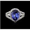 Image 1 : 18KT White Gold 3.44ct Tanzanite and Diamond Ring