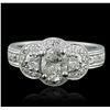 Image 1 : 18KT White Gold 1.48ctw Oval Cut Diamond Ring
