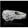 Image 2 : 18KT White Gold 1.48ctw Oval Cut Diamond Ring