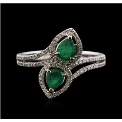 18KT White Gold 0.56ctw Emerald and Diamond Ring