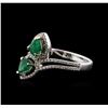 Image 2 : 18KT White Gold 0.56ctw Emerald and Diamond Ring