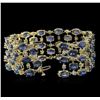 Image 3 : 62.40ctw Blue Sapphire and Diamond Bracelet - 14KT Yellow Gold